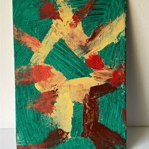 Handpainted Abstract Art Original Acrylic Care On Canvas 5x7 Modern Love But